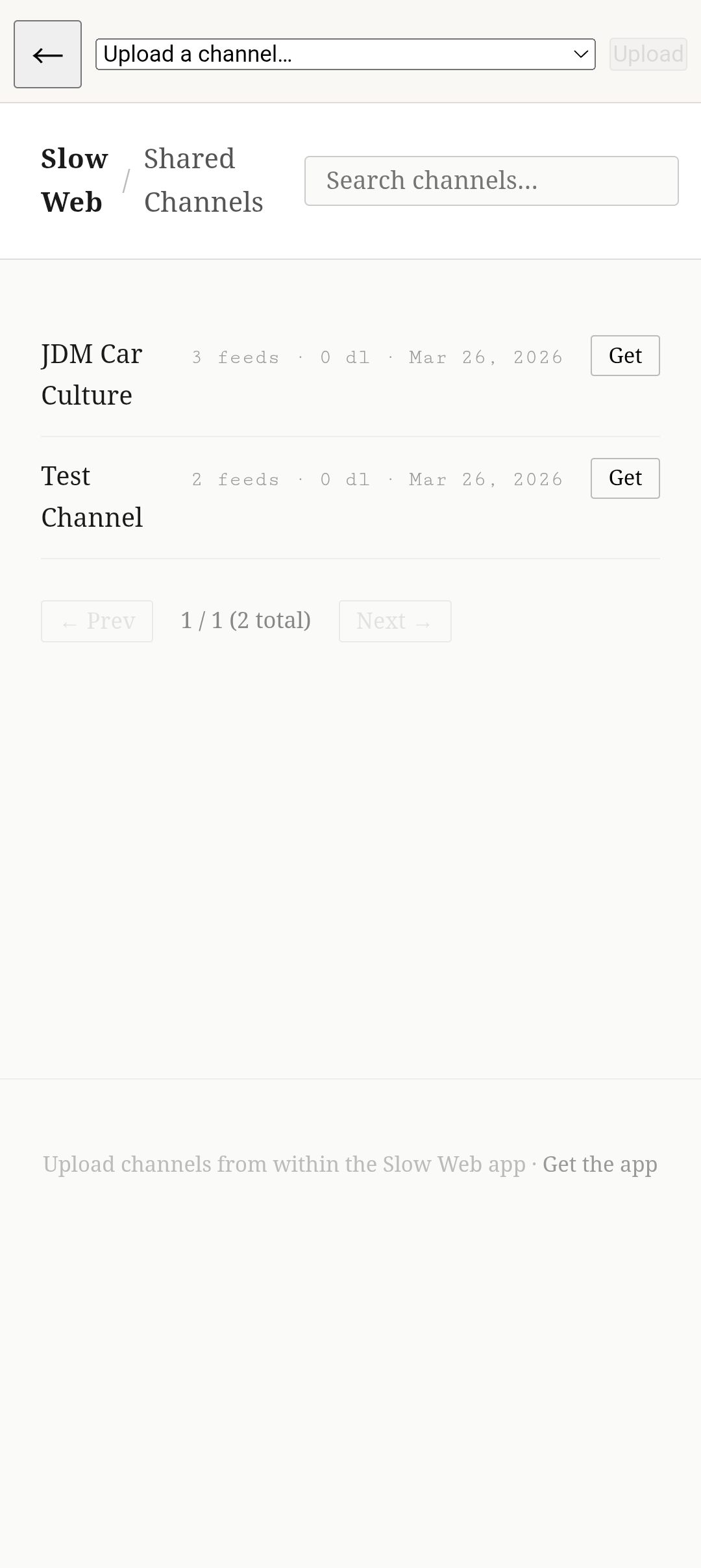 Channels, offline, and the archive 2